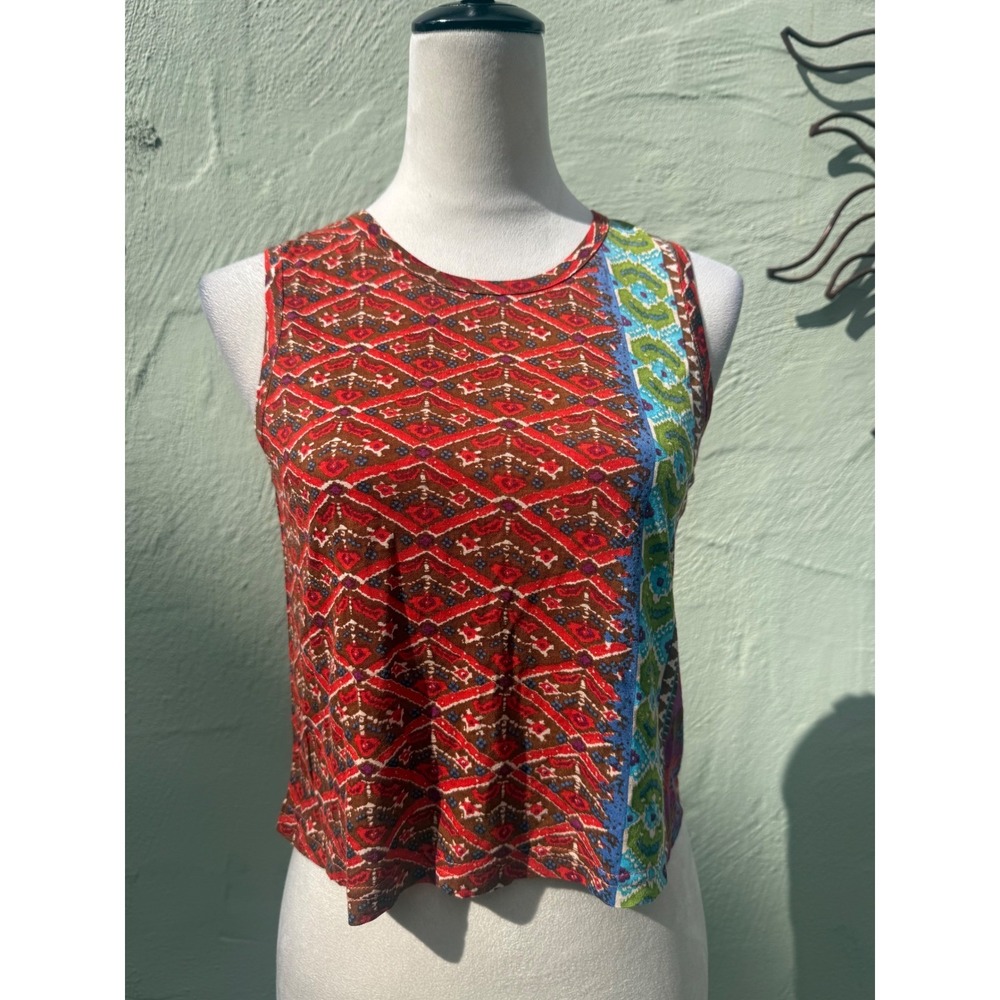Raga Sleeveless Crop Top Red Brown Blue Boho tank whimsi grunge resort y2k shirt